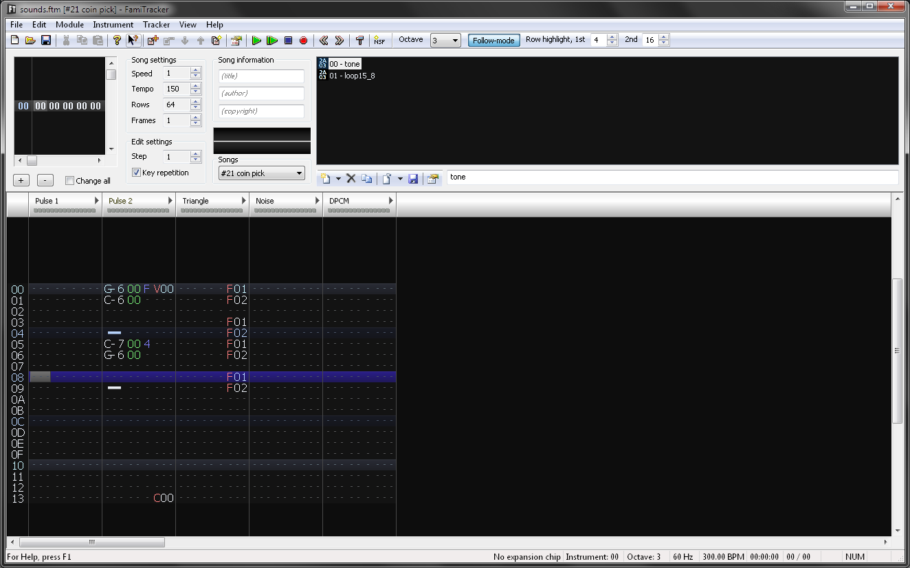 Один из звуковых эффектов игры Jim Power в исходном виде в редакторе