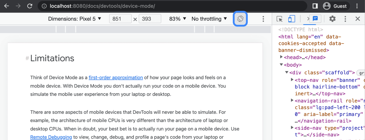 Режим симуляции реального устройства. Источник.
