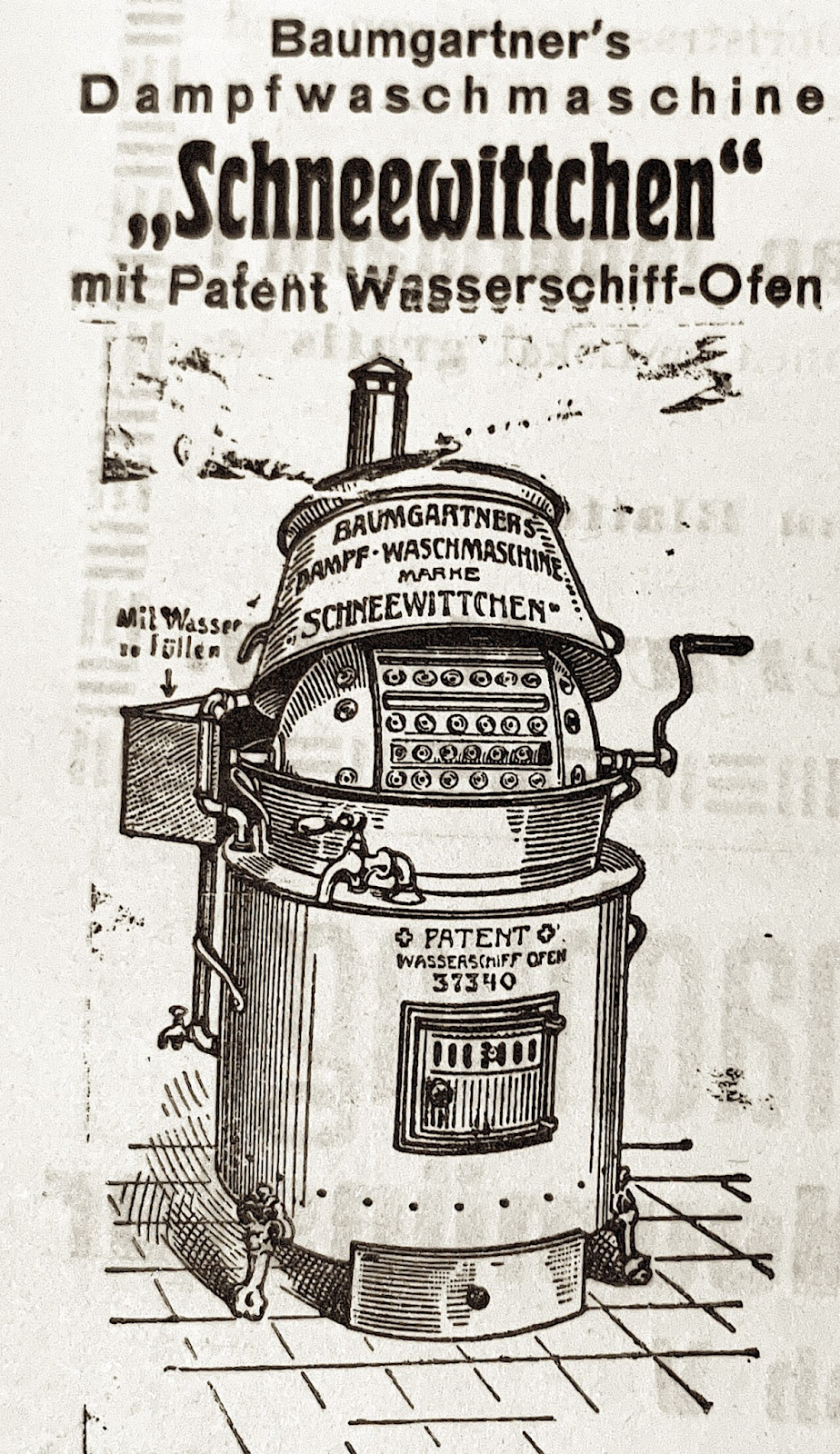 Паровая стиральная машина 1910 год. Источник.