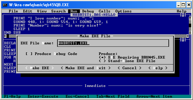 Диалог, запрашивающий у нас параметры компиляции