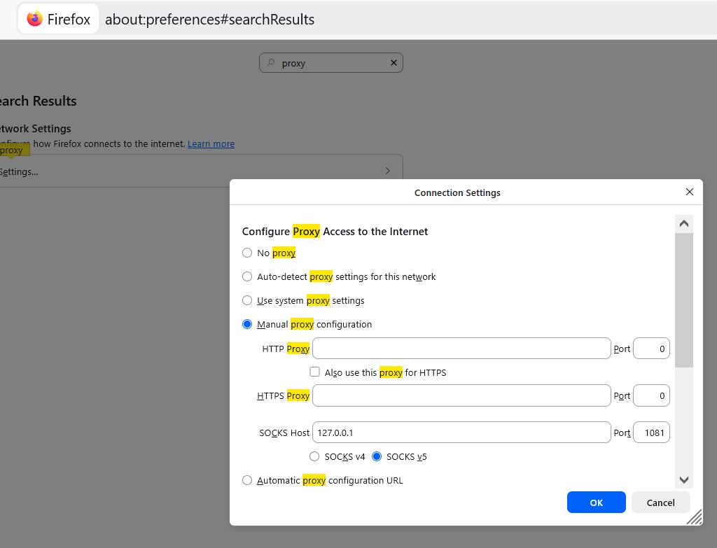 Настройка доступа через прокси 
