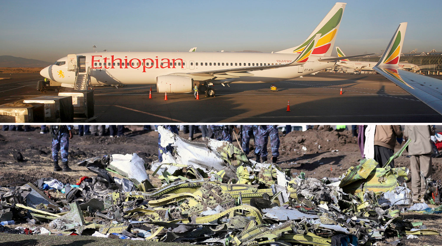 Boeing 737 MAX компании Ethiopian Airlines до и после катастрофы. Источник.