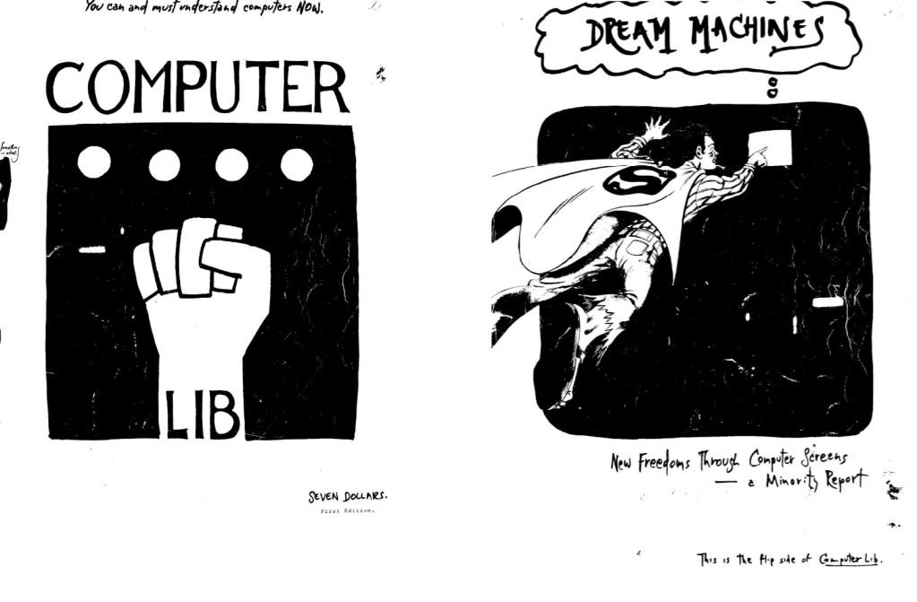 Обложки книги Теда Нельсона «Computer Lib / Dream Machines» — «переплетения различных элементов».