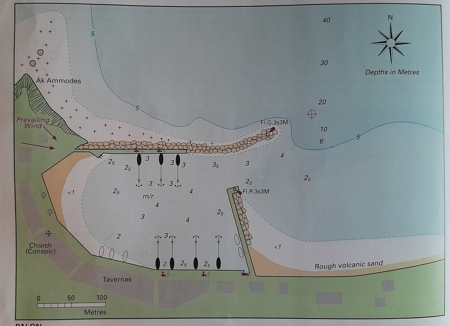 Вход в гавань Палон острова Нисирос из той же лоции, что и первая карта.