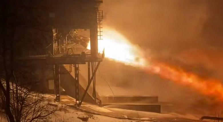 Появились уникальные кадры стендовых испытаний двигателей РД-107А и РД-108А