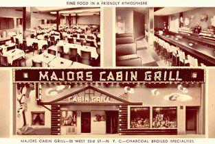 Рисунок 3. Открытка с рестораном Majors Cabin Grill на Манхэттене (в Нью-Йорке).