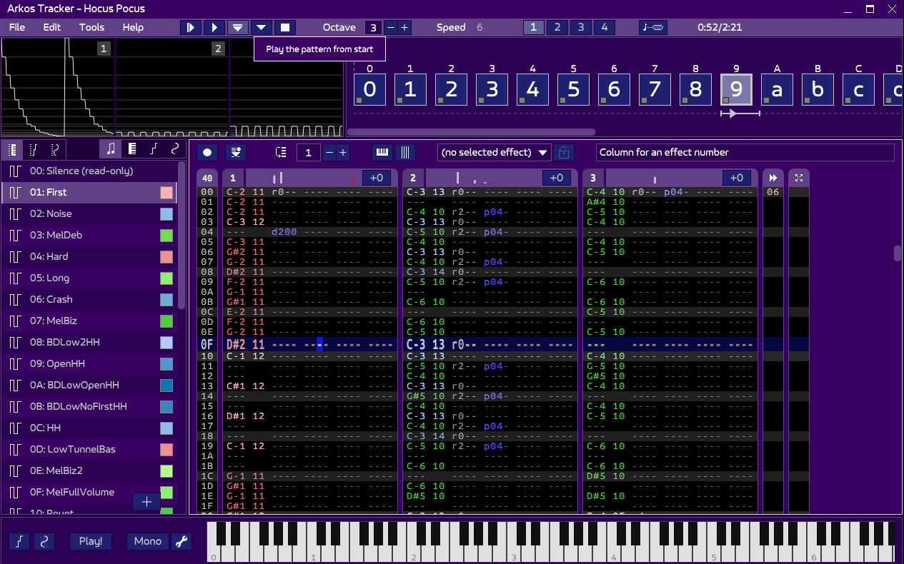 Интерфейс Arkos Tracker