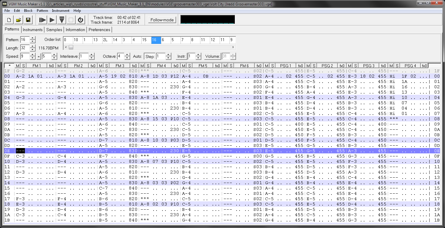 Интерфейс VGM Music Maker v1.1
