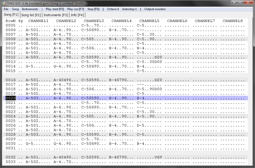 Интерфейс трекера SNESGSS