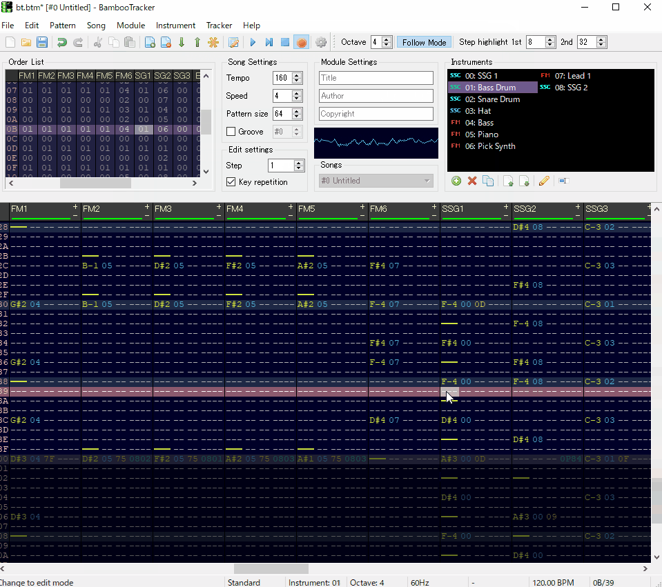 Интерфейс BambooTracker