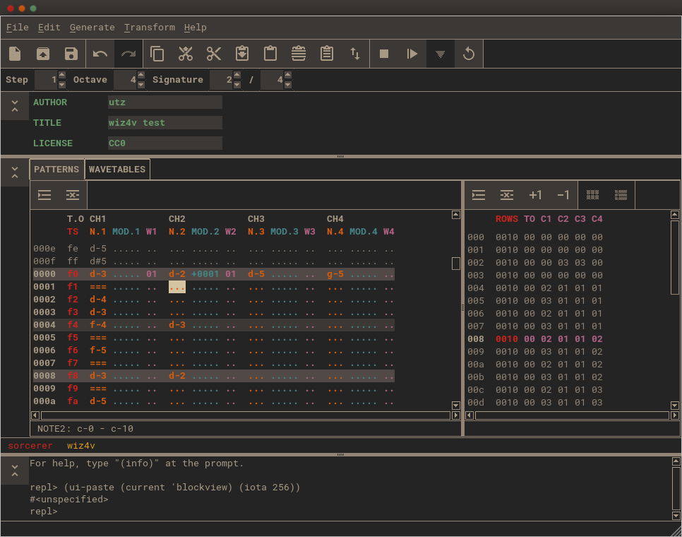 Интерфейс bintracker