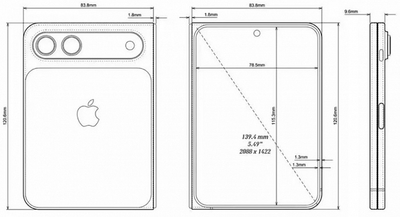 Это первые изображения складного iPhone. В Сети появились CAD-чертежи и рендеры на их основе