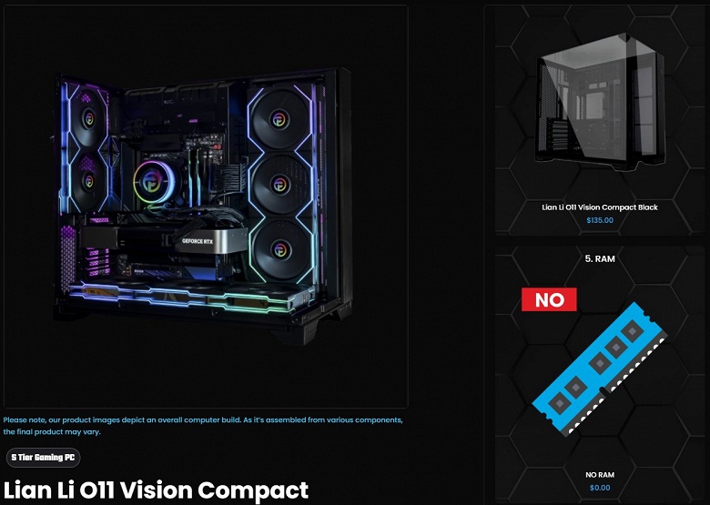 No-RAM PC. Сборщик ПК Paradox Castom начал предлагать варианты без оперативной памяти