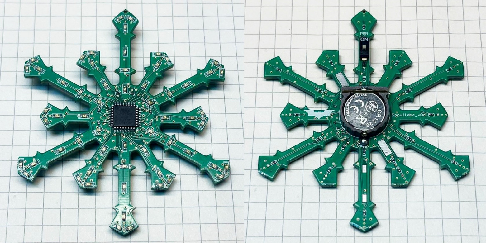 Рис.8. Спаянная плата снежинки.