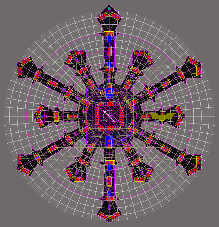 Рис.4. Сетка «Polar Grid» и расставленные компоненты.