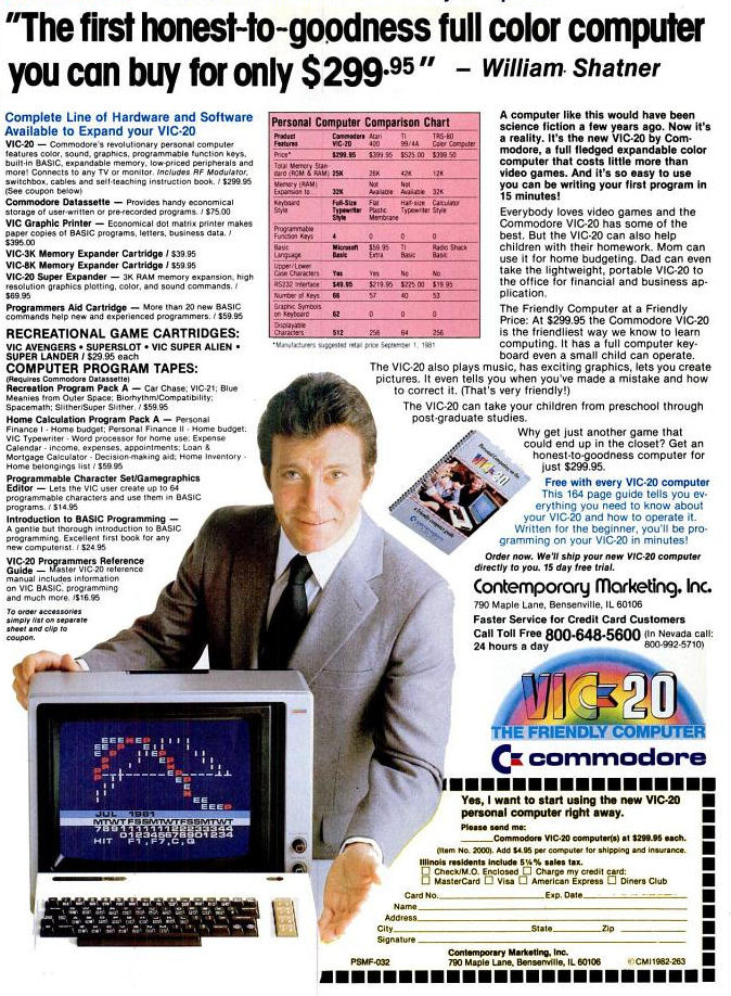 Капитан Кирк рекламирует VIC-20 