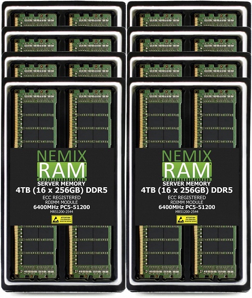 Более 70 000 долларов за набор памяти. Nemix начала продавать комплект RDIMM DDR5 объёмом 4 ТБ