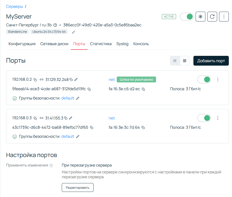 Инструкция: настройка дополнительного публичного IP-адреса на облачном сервере в Linux - 2