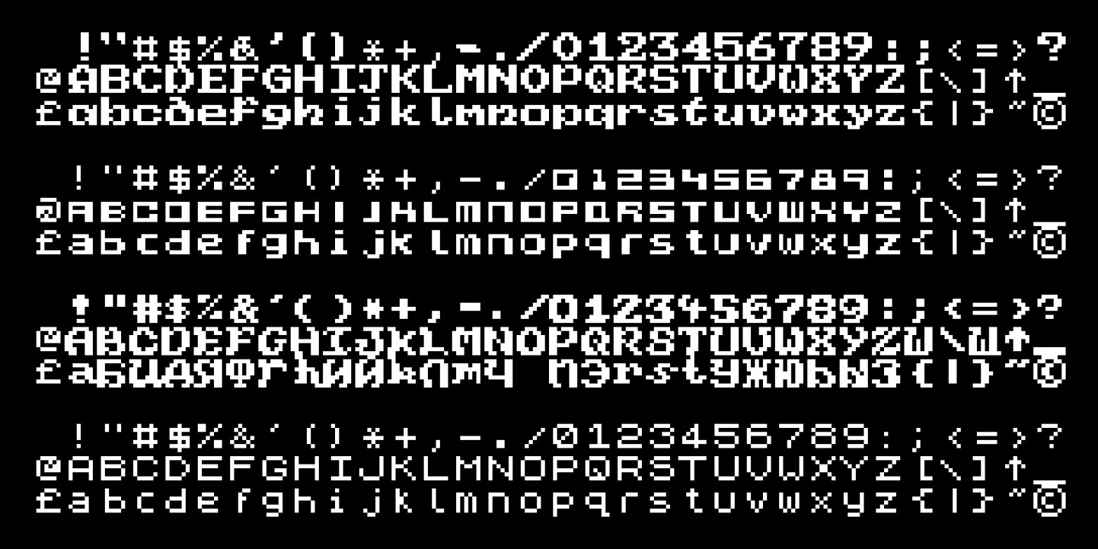 Все четыре шрифта из интро