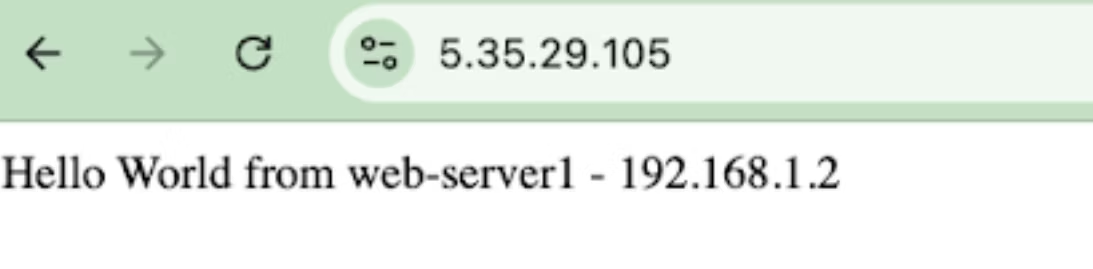 Проверка работоспособности первого сервера в браузере.