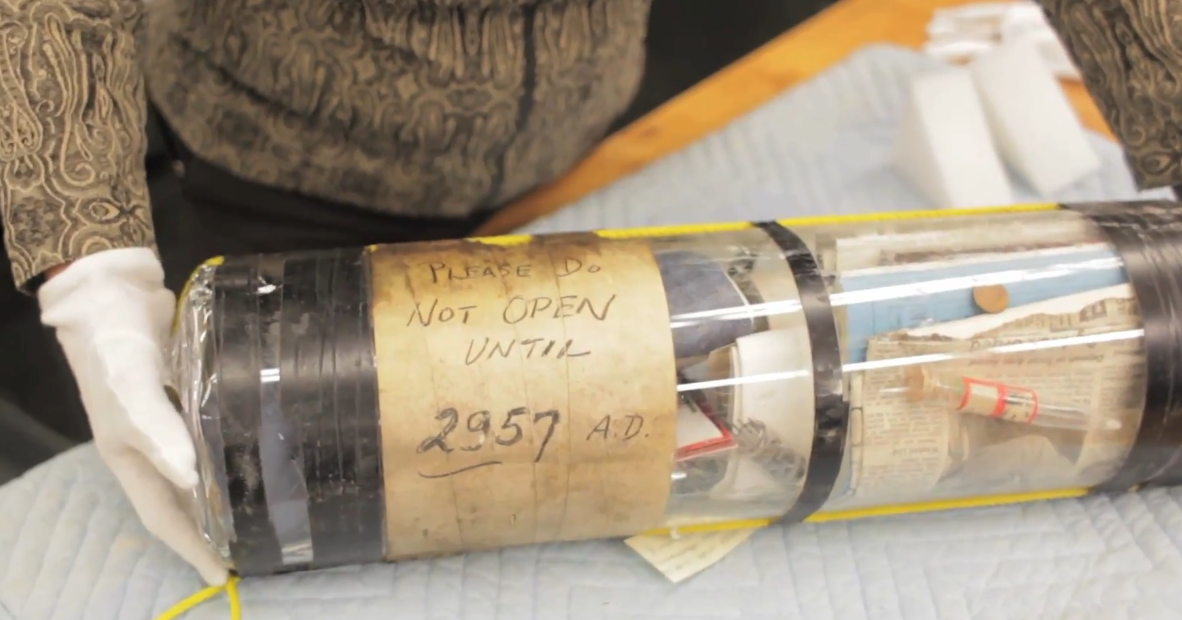 Скриншот из видео A Moment in Time: Time capsule found during construction at MIT, автор видео Massachusetts Institute of Technology (MIT)