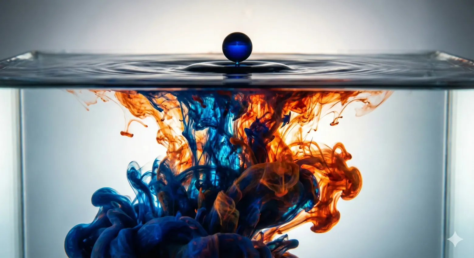 Рис 2. Диффузия смысла. Повышая температуру, мы бросаем каплю факта в океан вероятностей, где она расплывается в непредска��уемые узоры. (сгенерирована Nano Banana)