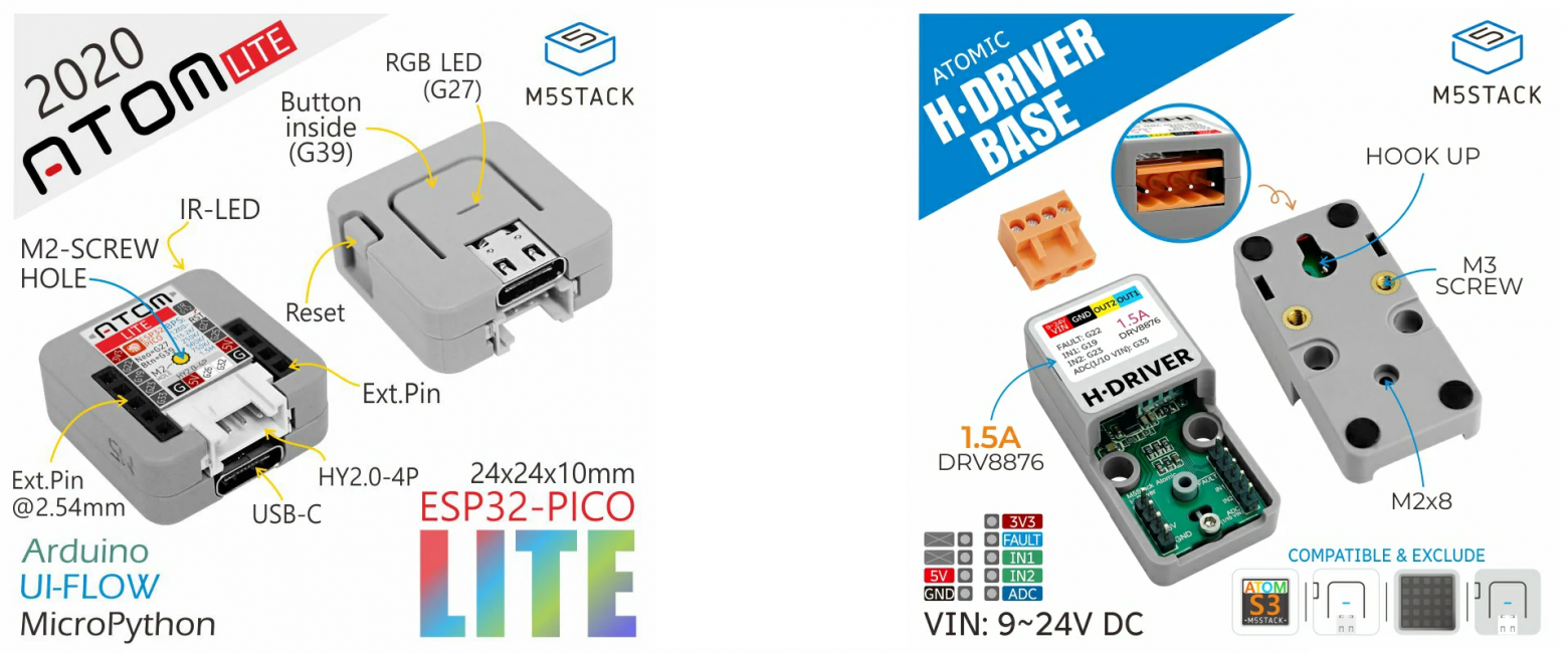 M5Stack Atom Lite и Atomic HDriver Base
