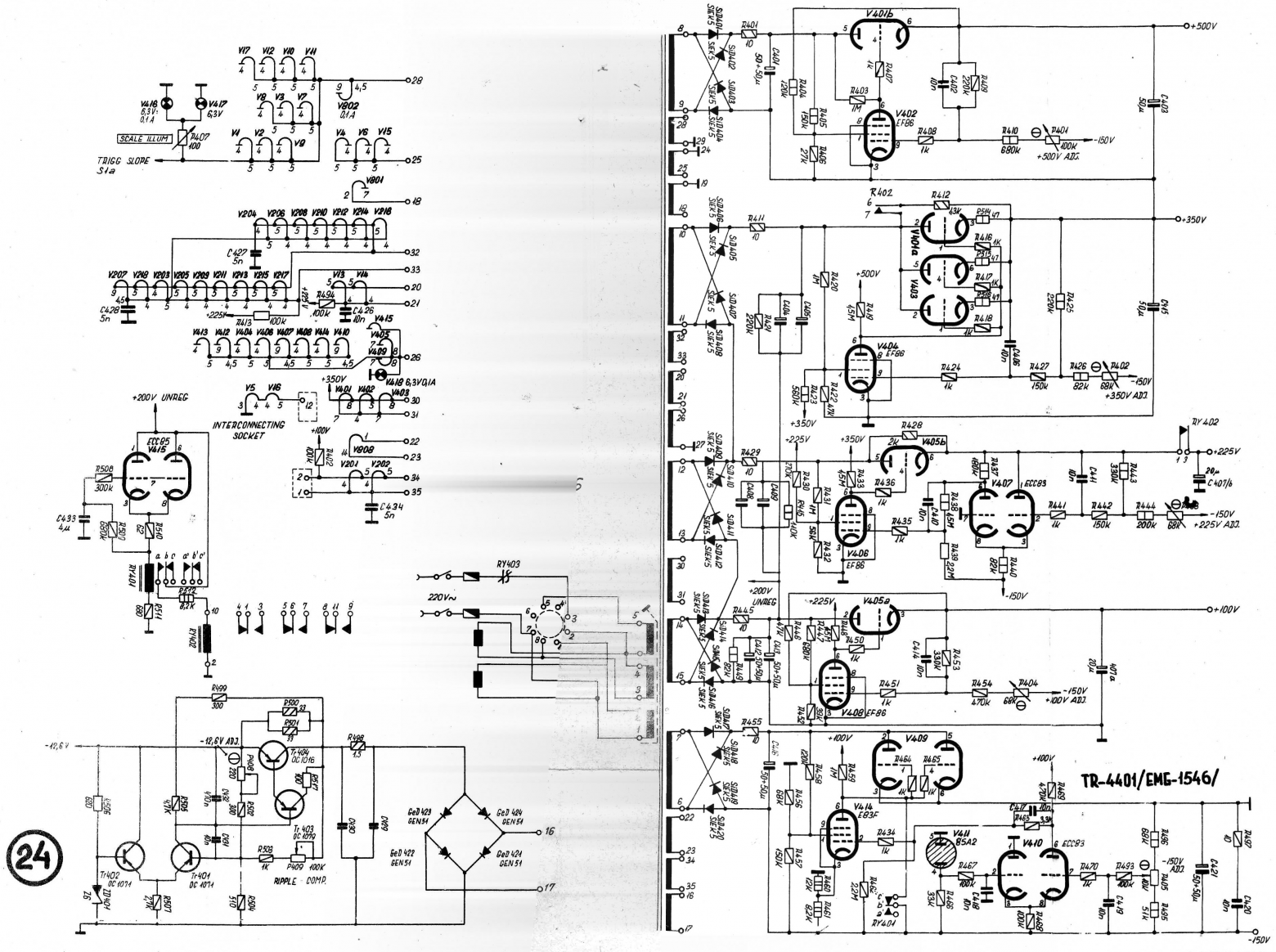 Принципиальная схема источника питания осциллографа