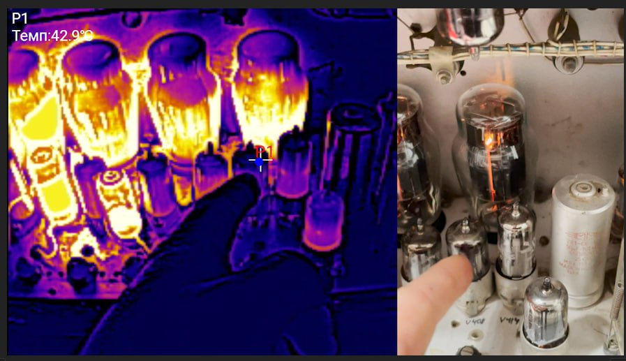 Хоть лампы не пропускают ИК и светятся только после хорошего прогрева, тепловизор — надежный помощник при поиске неработающих ламп