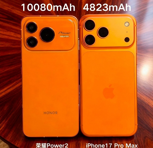 Honor Power 2 с аккумулятором на 10 080 мА&middot;ч сравнили на фото с iPhone 17 Pro Max. Новый смартфон тоньше, но его батарея оказалась рекордной