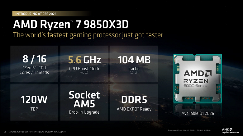 Представлен «самый быстрый игровой процессор». Ryzen 7 9850X3D на 27% быстрее Core Ultra 9 285K - 1 Представлен «самый быстрый игровой процессор». Ryzen 7 9850X3D на 27% быстрее Core Ultra 9 285K