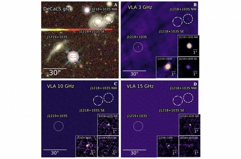 Три галактики, три активные чёрные дыры: астрономы подтвердили первую тройную систему на расстоянии 1,2 млрд световых лет