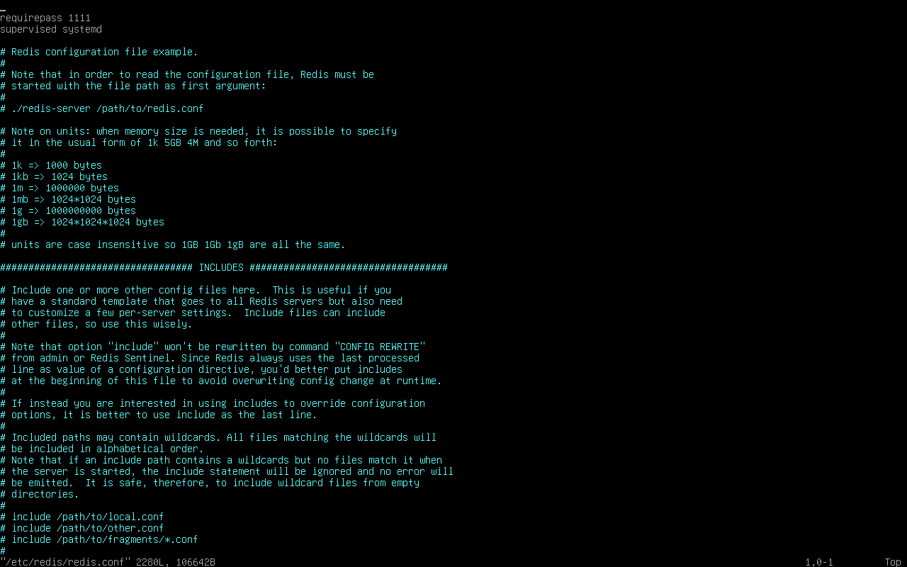vi /etc/redis/redis.conf