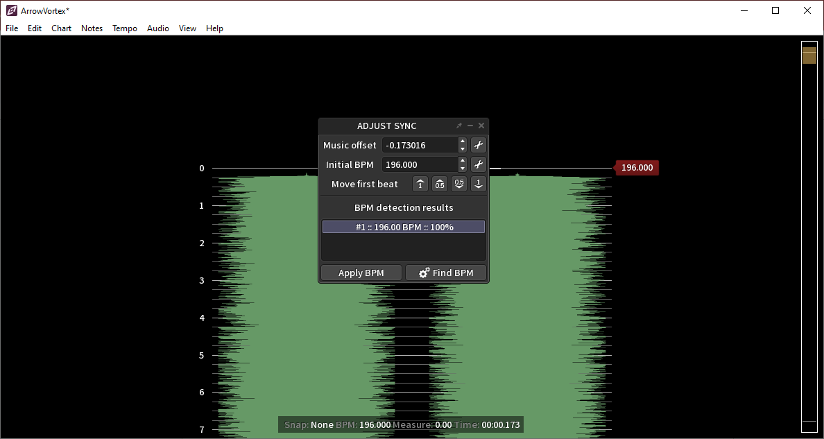 Определение BPM в ArrowVortex.