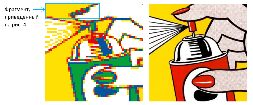 Рис. 3. Пример пиксельного макета мозаики для 400 кубиков Рубика