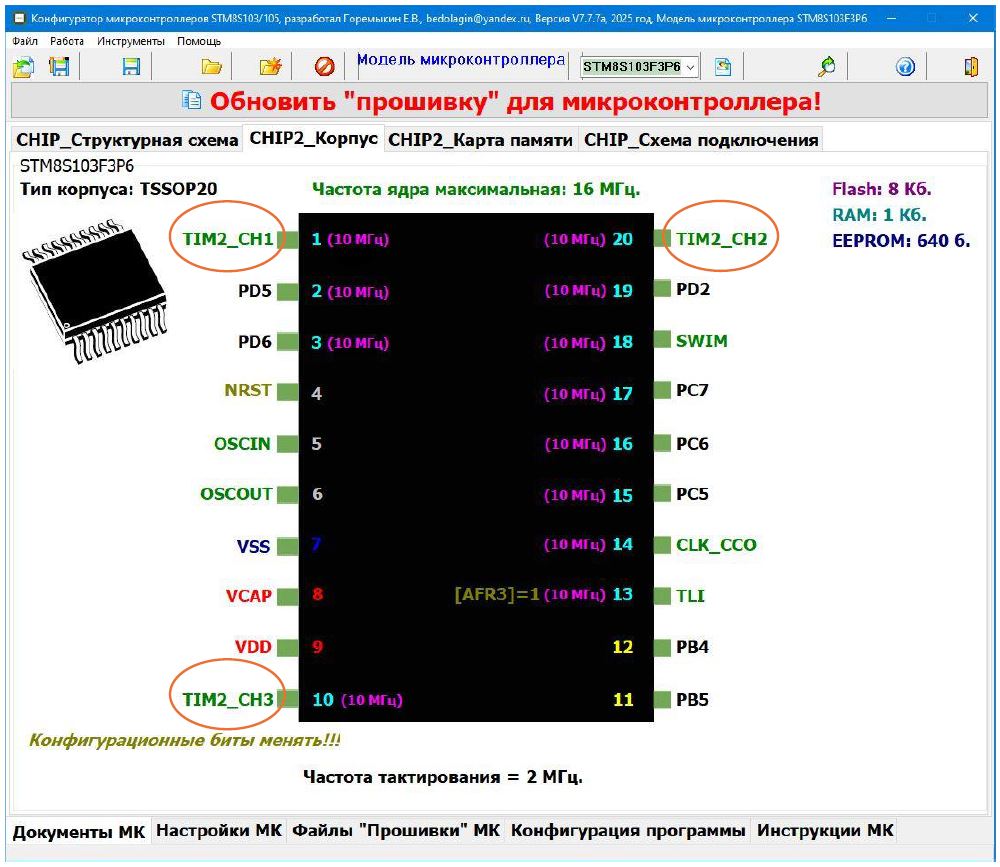 Рисунок 4 – Закладка “Документы МК” программы “Конфигуратор микроконтроллеров STM8S103/105”