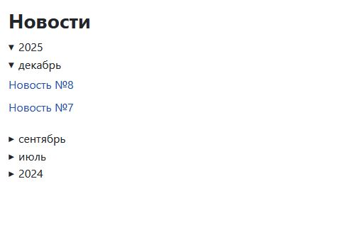 Вывод списка материалов Joomla с разделением по годам и месяцам. Переопределение модуля Материалы (mod_articles) - 4