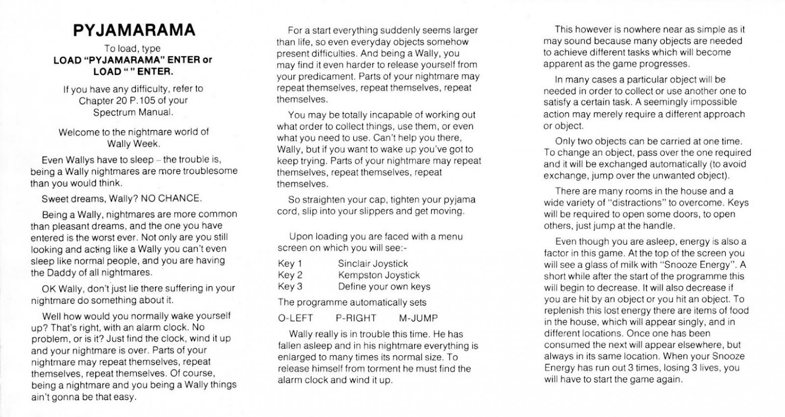 Вкладыш в аудиокассету с игрой. Обратная сторона: описание сюжета, управления и геймплея