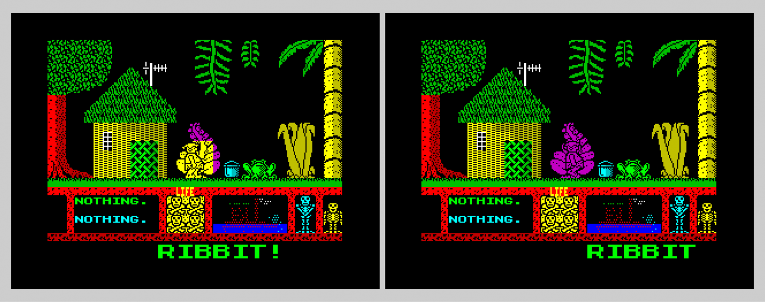 Слева — Уолли окрашивает собой фон. Справа — Уолли окрашивается в цвет фона