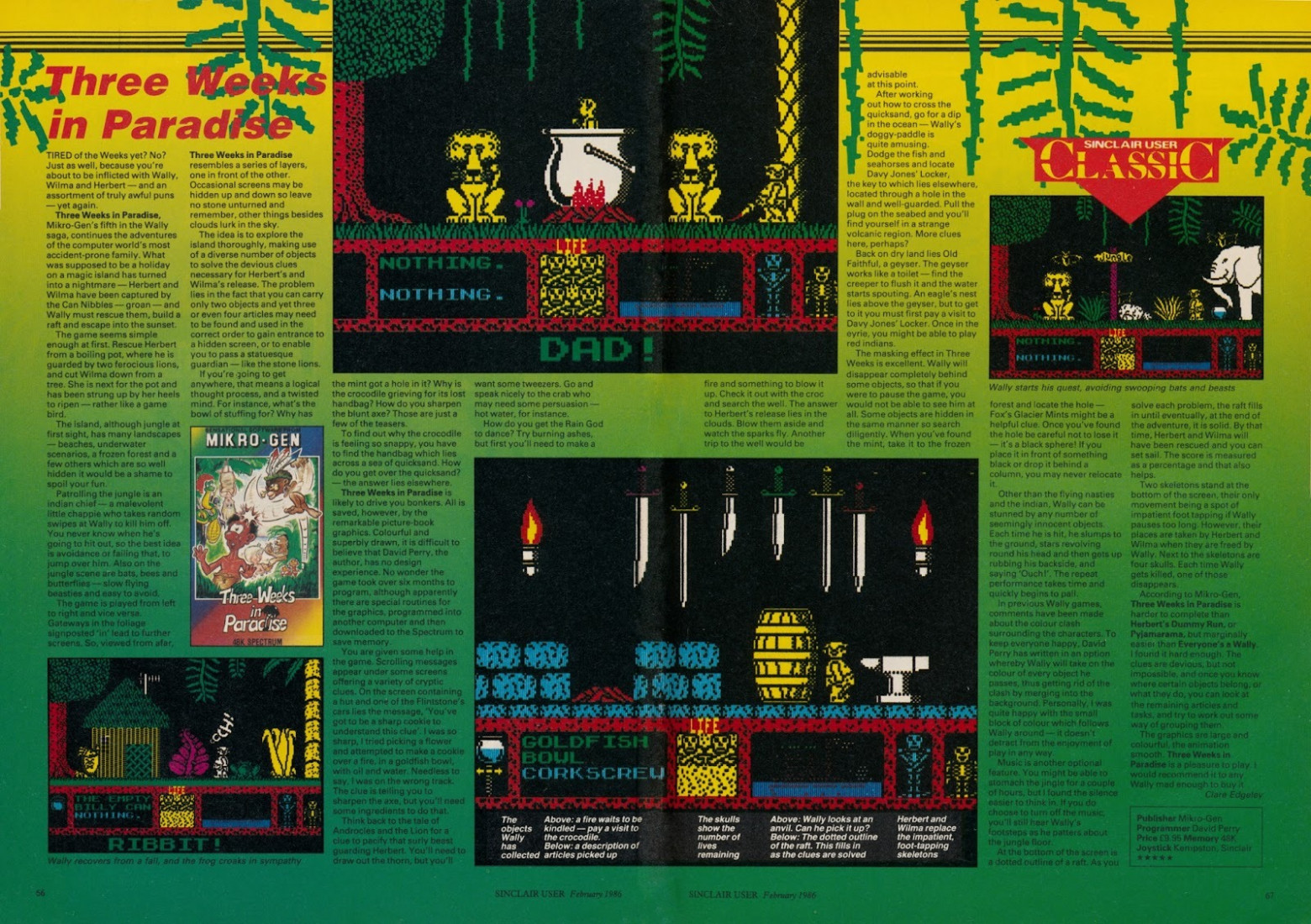 Рецензия на Three Weeks In Paradise в журнале Sinclair User (#47, февраль 1986 года)