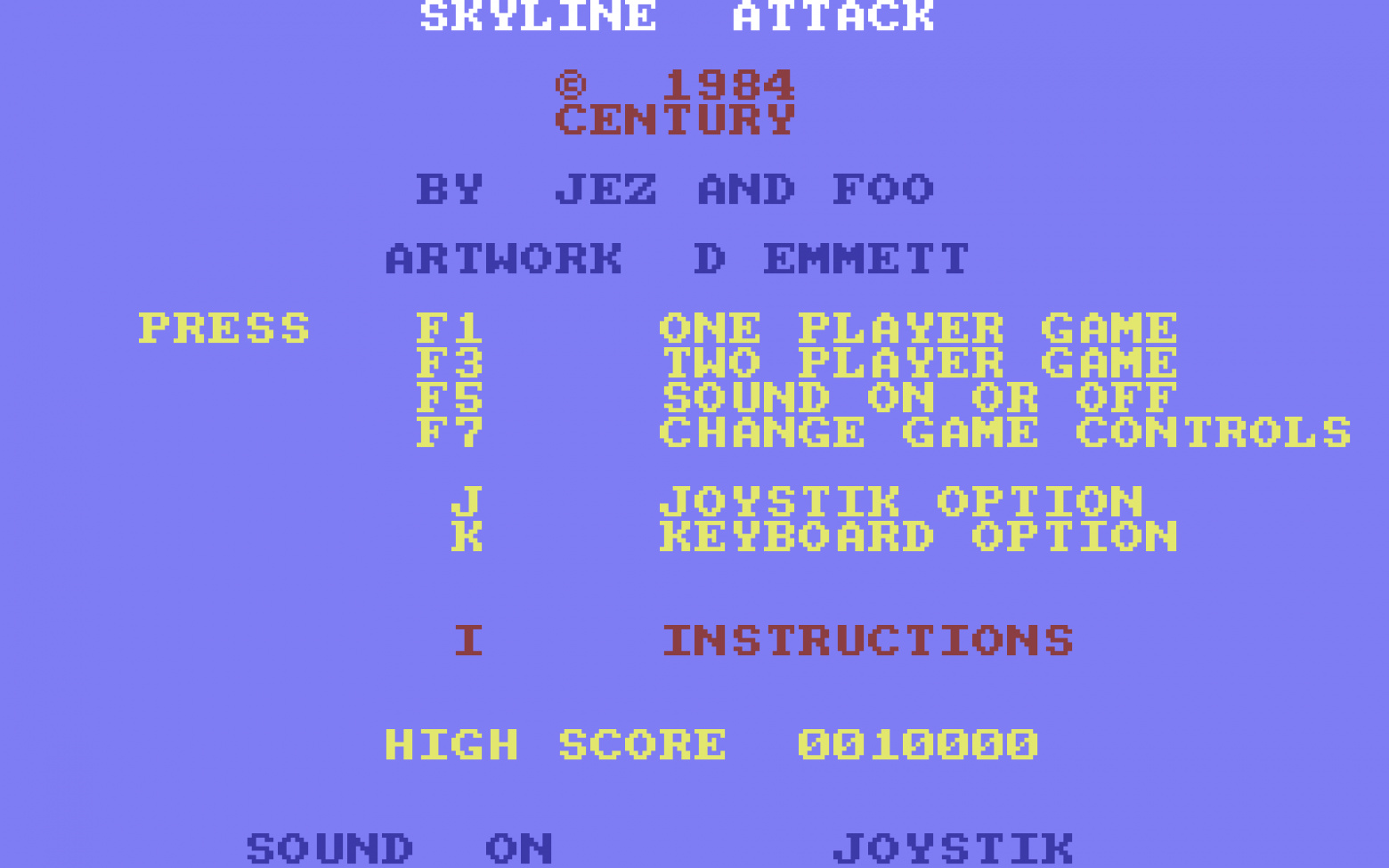 Титульный экран Skyline Attack с правильным годом