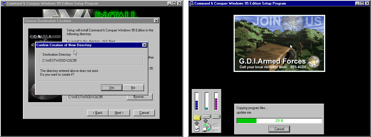 Инсталляция игры Command & Conquer в Windows 95