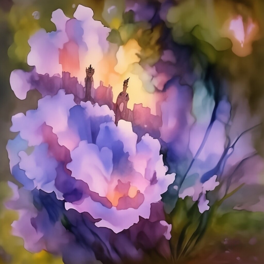 Рис. 5. Арт "Огоньки летнего вечера", преобразованный фильтрумом "Акварелька" от Шедеврума