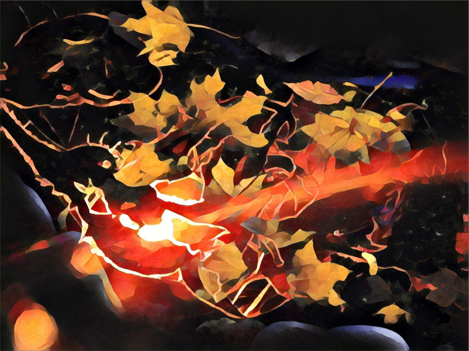 Мой арт "Луч осени", доработанный в ИИ-приложении Prisma