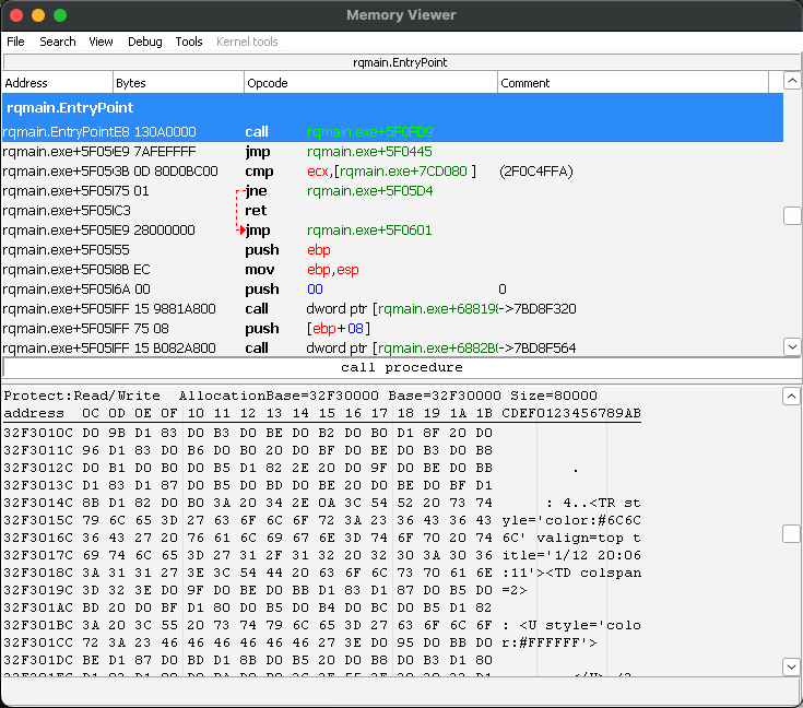 Превью памяти без выбранной кодировки