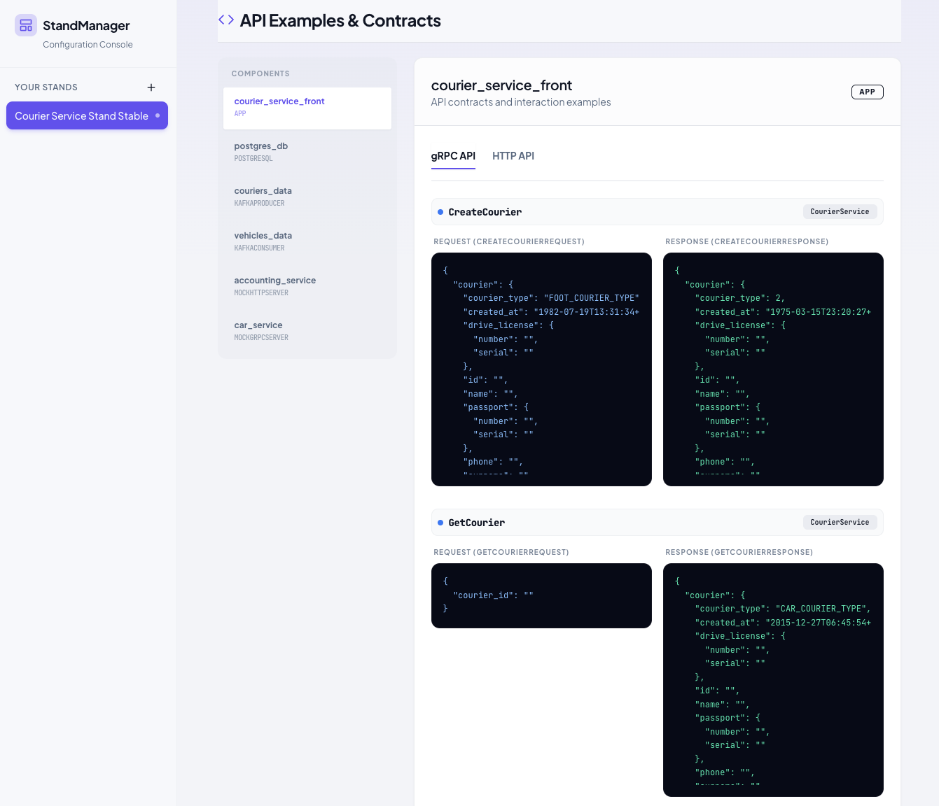 Stand Manager (API Examples & Contracts)