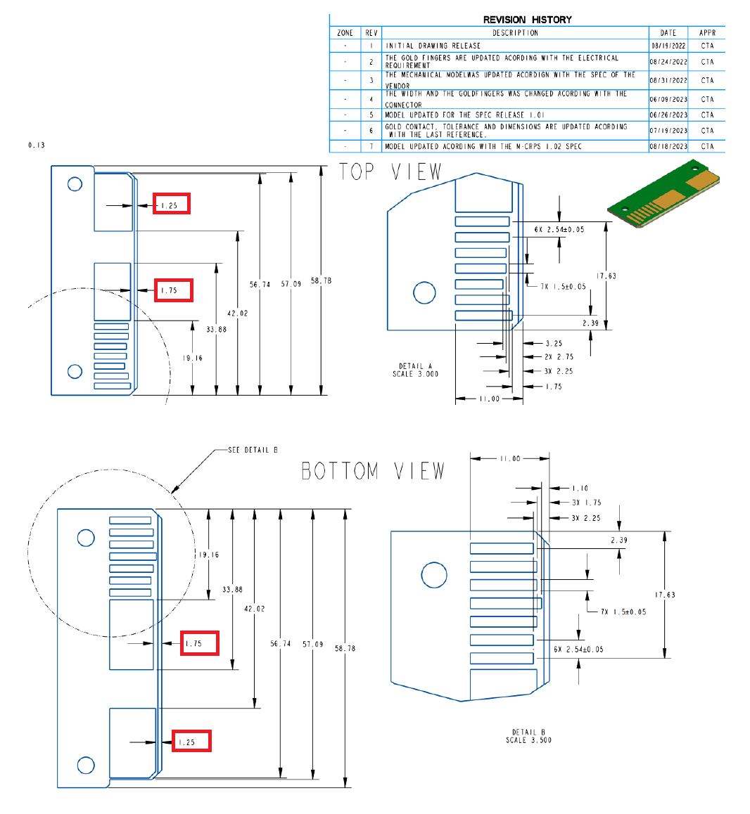 Исполнение ножевого разъема CRPS