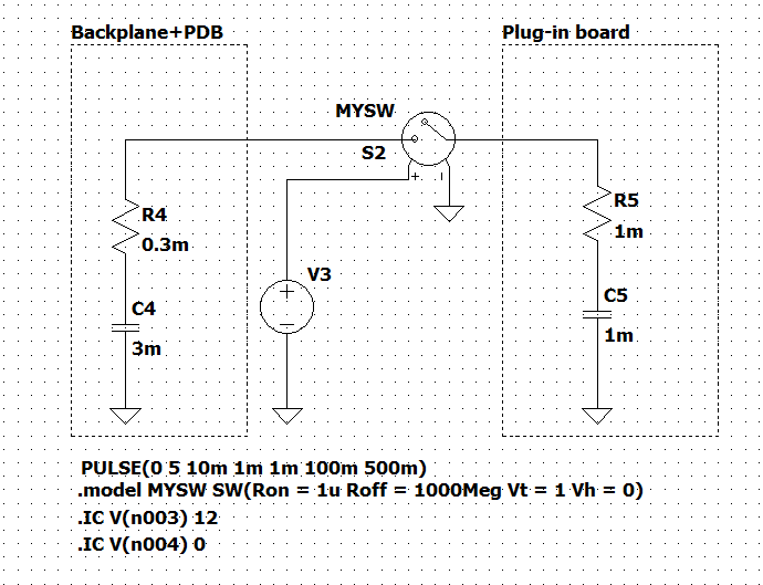 Схема с учетом выходной емкости источника питания на PDB