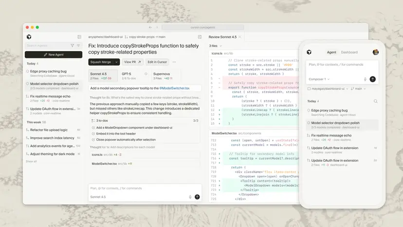  Управляйте несколькими облачными агентами через cursor.com/agents.  