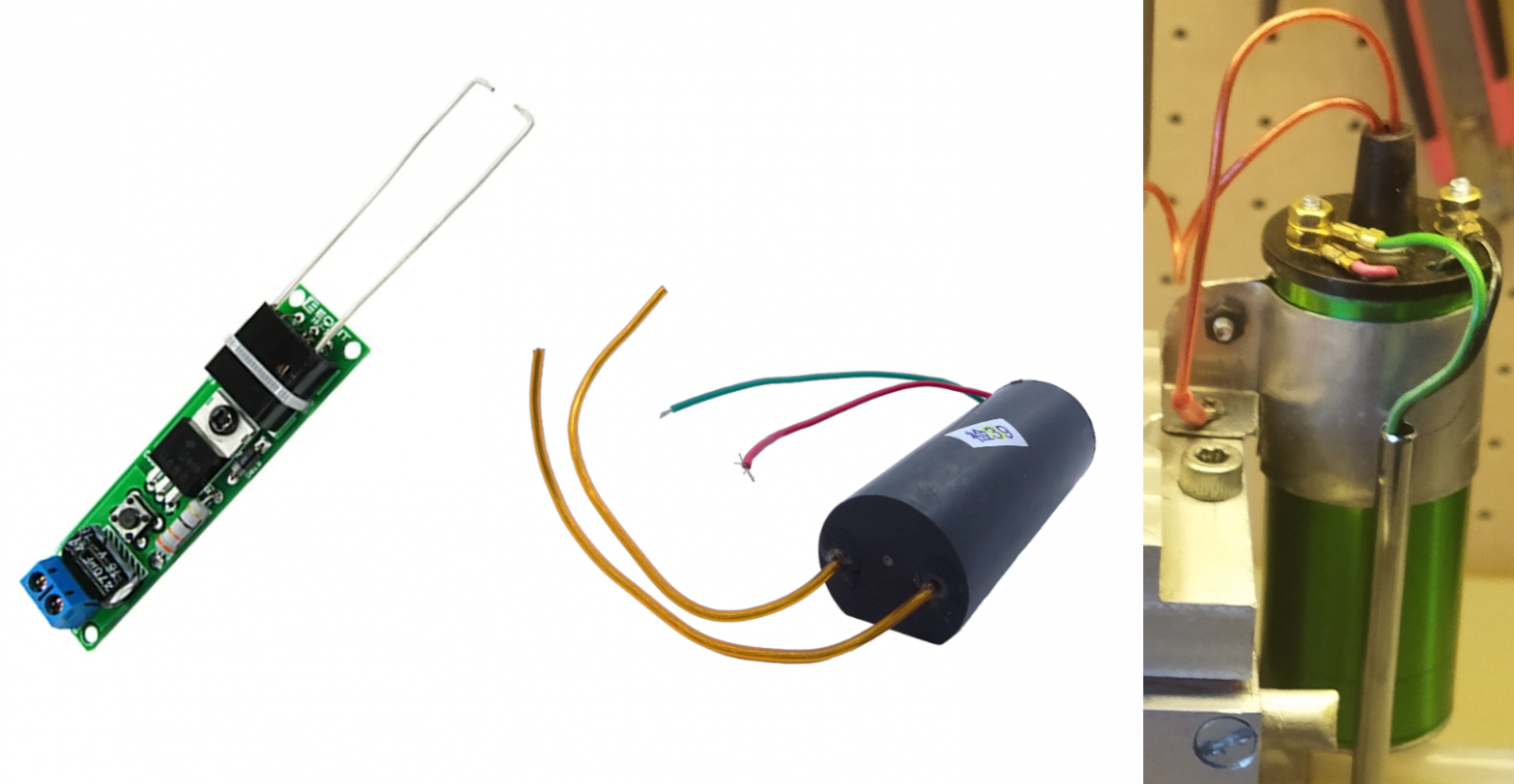 Слева – плохой высоковольтный модуль; по центру – модуль для шокеров; справа - он же, установленный в корпус а-ля катушка зажигания